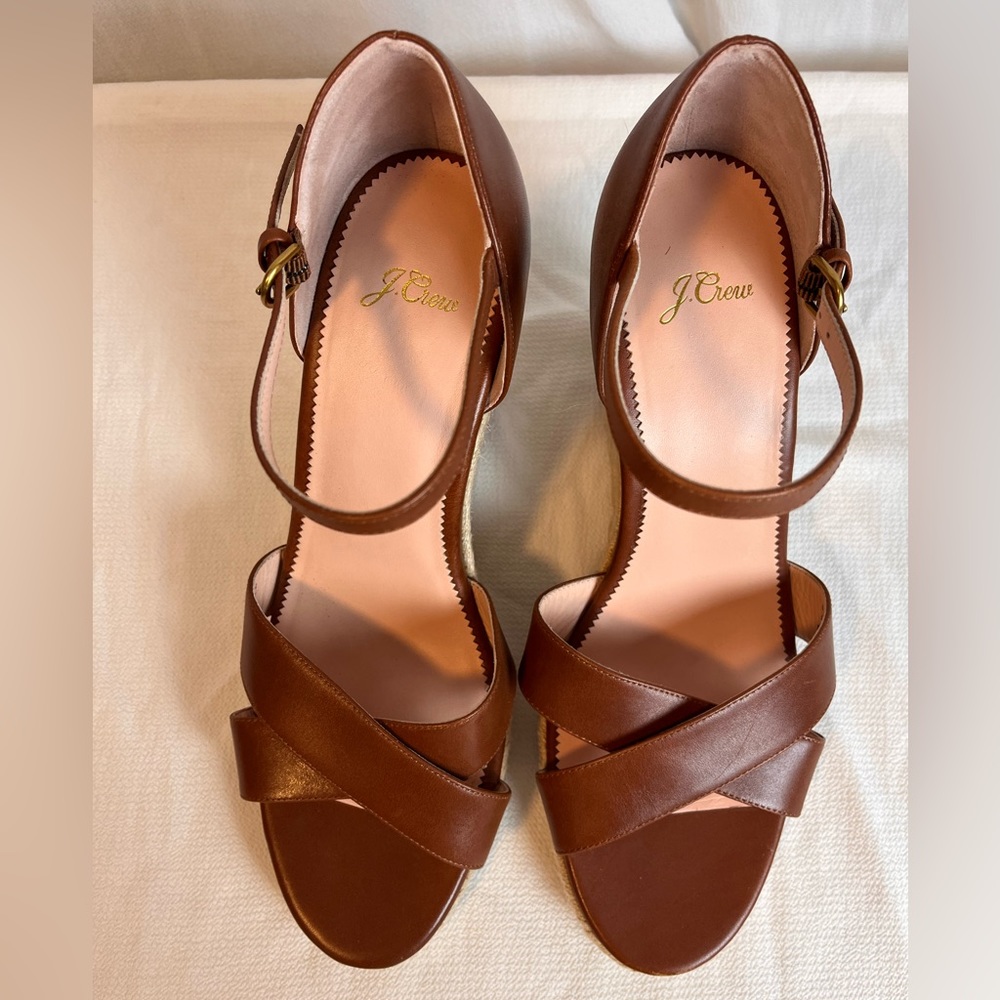J. Crew womens leather espadrille wedge sandal - Picture 3 of 9